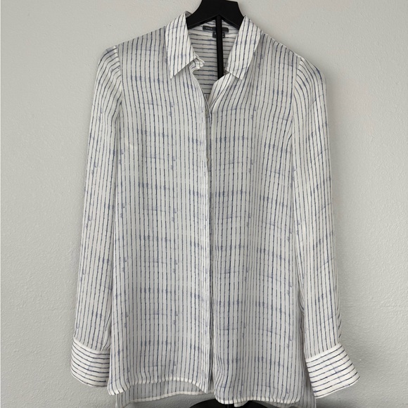 Vince Tops - Vince White Blouse with Navy Pinstripes